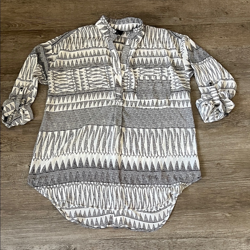 Lumière Black & White Geometric women blouse S